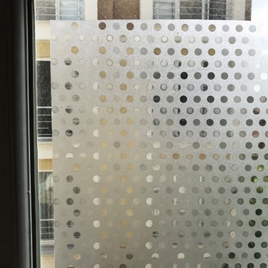 Ev Ofis Duşakabin Balkon Camı İçin Statik Kumlama Yuvarlak Delikli Cam Folyo