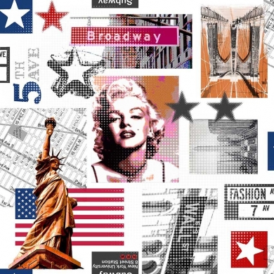 Marilyn Monroe Amerika Temalı Pvc Elyaflı Masa Örtüsü