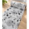 %100 EVA Mat Beyaz Kaymaz Raf Örtüsü Siyah Çiçek Desenli 45 cm Dolap Çekmece Buzdolabı İçi