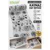 %100 EVA Mat Beyaz Kaymaz Raf Örtüsü Siyah Çiçek Desenli 45 cm Dolap Çekmece Buzdolabı İçi