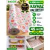 %100 EVA Şeffaf Kaymaz Raf Örtüsü Kırmızı Çiçekli Desenli 45 cm Dolap Çekmece Buzdolabı İçi
