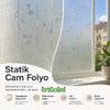 Buzlu Statik Yapışkansız Desenli Cam Folyo Ev Ofis Balkon Duşakabin Filmi Kare Çiçek
