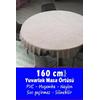 160 cm Büyük Boy Yuvarlak Pvc Muşamba Elyaflı Masa Örtüsü Silinebilir Bej