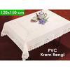 Dantel Görünümlü Pvc Muşamba Mutfak Masa Örtüsü Motifli Krem 120x150 cm deco