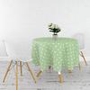 Fıstık Yeşil Beyaz Puantiyeli Puanlı Astarlı Pvc Muşamba Dikdörtgen Kare Yuvarlak Oval Masa Örtüsü