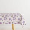 Lila Çiçek Desenli Elyaflı Slinebilir Pvc Muşamba Masa Örtüsü