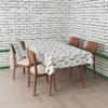 Modern Geometrik Desenli Astarlı Pvc Muşamba Masa Örtüsü Sıvı Geçirmez Silinebilir