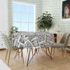 Modern Gri Geometrik Desenli Astarlı Pvc Muşamba Masa Örtüsü Sıvı Geçirmez Silinebilir