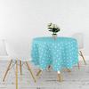 Turkuaz Mavi Beyaz Puantiyeli Puanlı Astarlı Pvc Muşamba Dikdörtgen Kare Yuvarlak Oval Masa Örtüsü