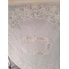 Yuvarlak Dantel Görünümlü Pvc Muşamba Mutfak Masa Örtüsü Motifli Krem 140 cm Çap